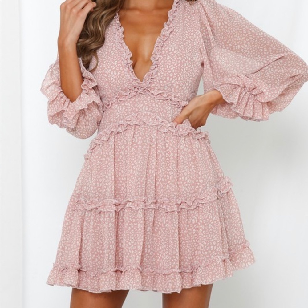 Pink Leopard Ruffle Mini Dress